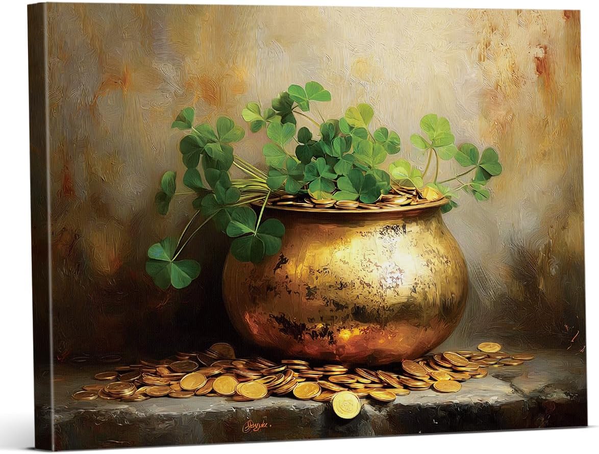 Raccoon St. Patrick's Day Wall Art Print Clover Raccoon Poster Picture Irish Green Wall Decor