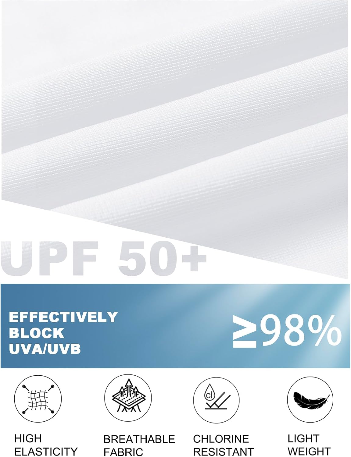 Women Short Sleeve UPF 50+ Round Neck Swimsuit Top Quick Dry White Only Swim Top