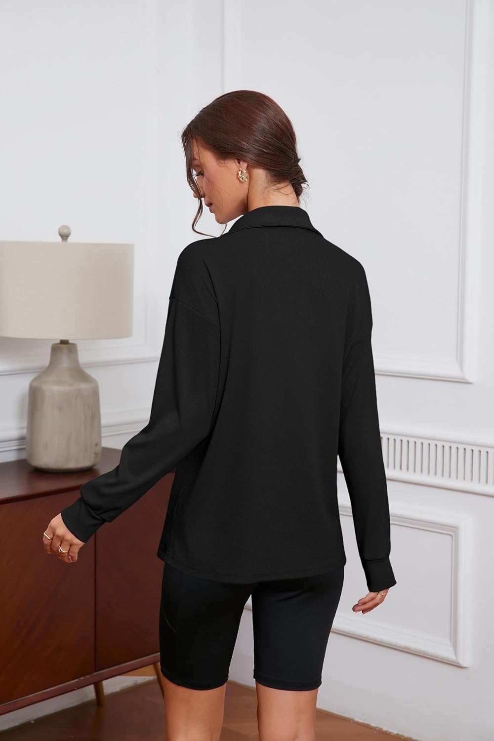 Womens Sweatshirt Casual Long Sleeve Lightweight Sweatshirts Button Loose Pullover Tunic Tops