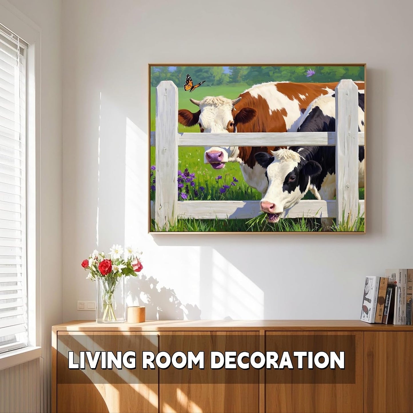 Farm Cow Adult Paint by Number Kits on Canvas. DIY Acrylic Oil Easy Painting by Numbers