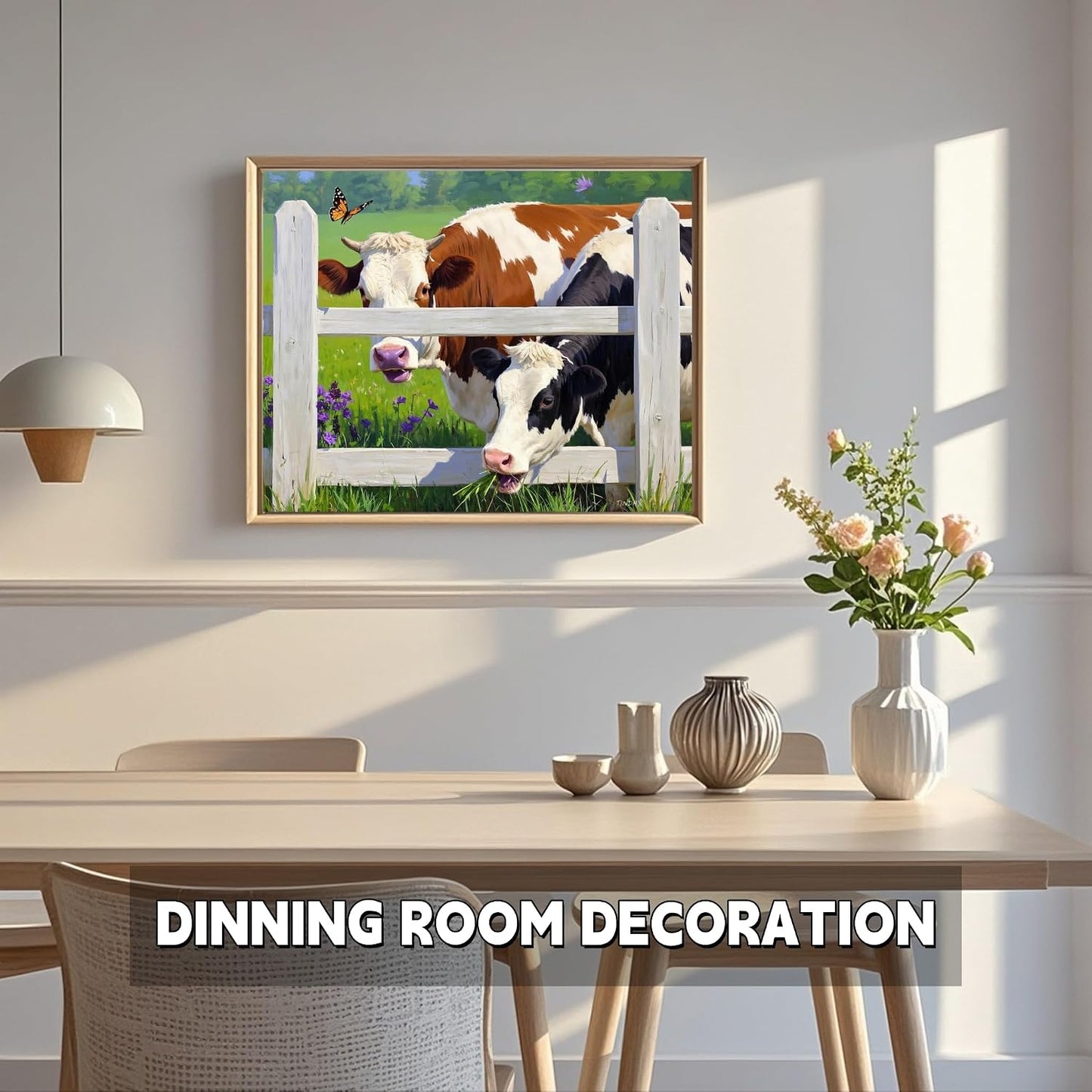 Farm Cow Adult Paint by Number Kits on Canvas. DIY Acrylic Oil Easy Painting by Numbers