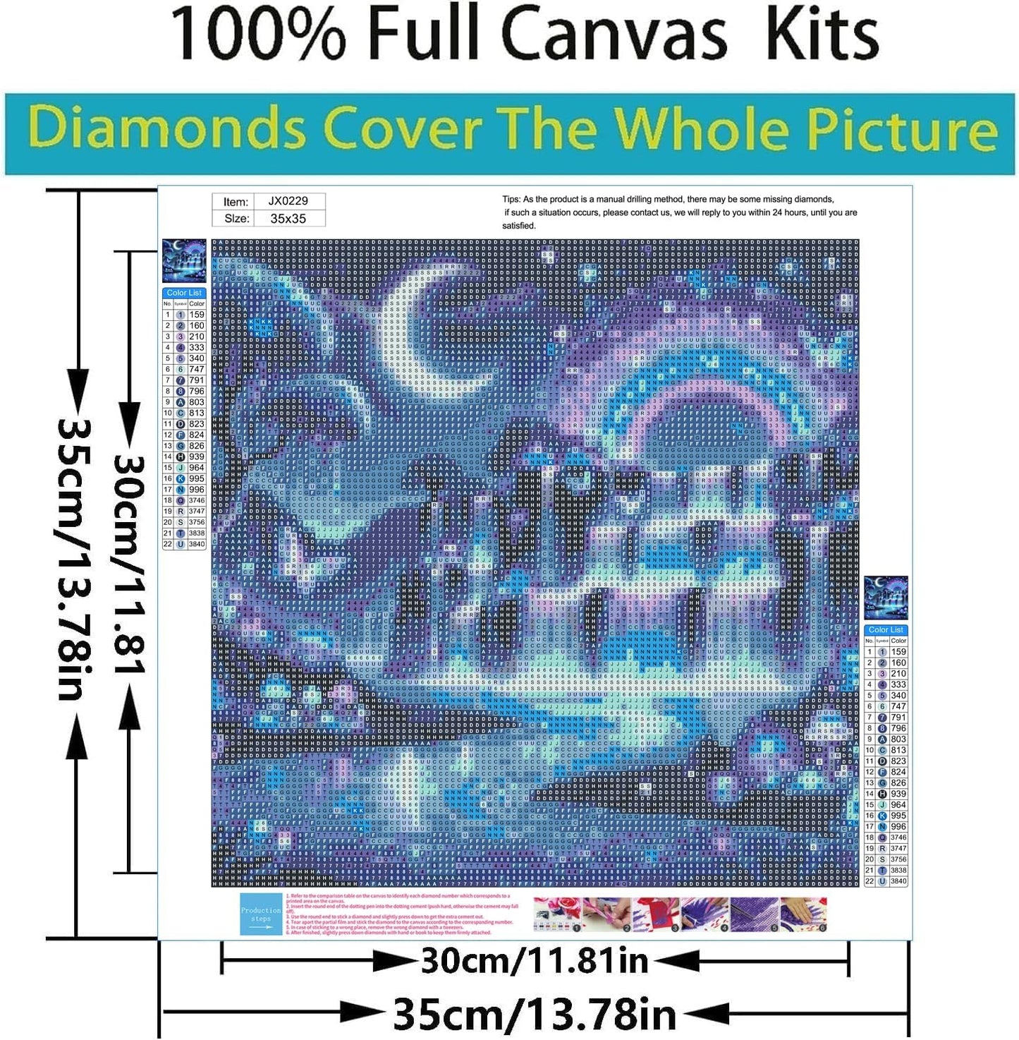 Waterfall Moon Diamond Painting Kit for Adults Beginners. Fantasy Rainbow Landscape Round Full Drill Diamond Dots