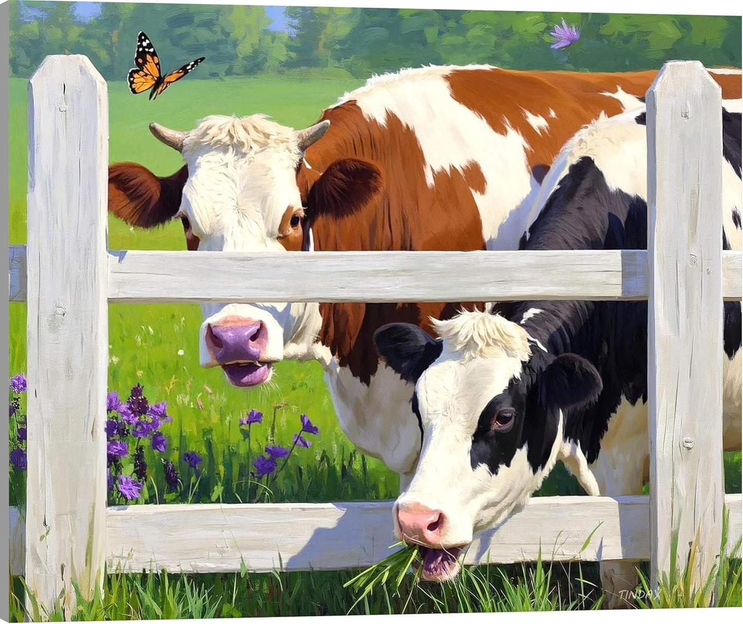 Farm Cow Adult Paint by Number Kits on Canvas. DIY Acrylic Oil Easy Painting by Numbers